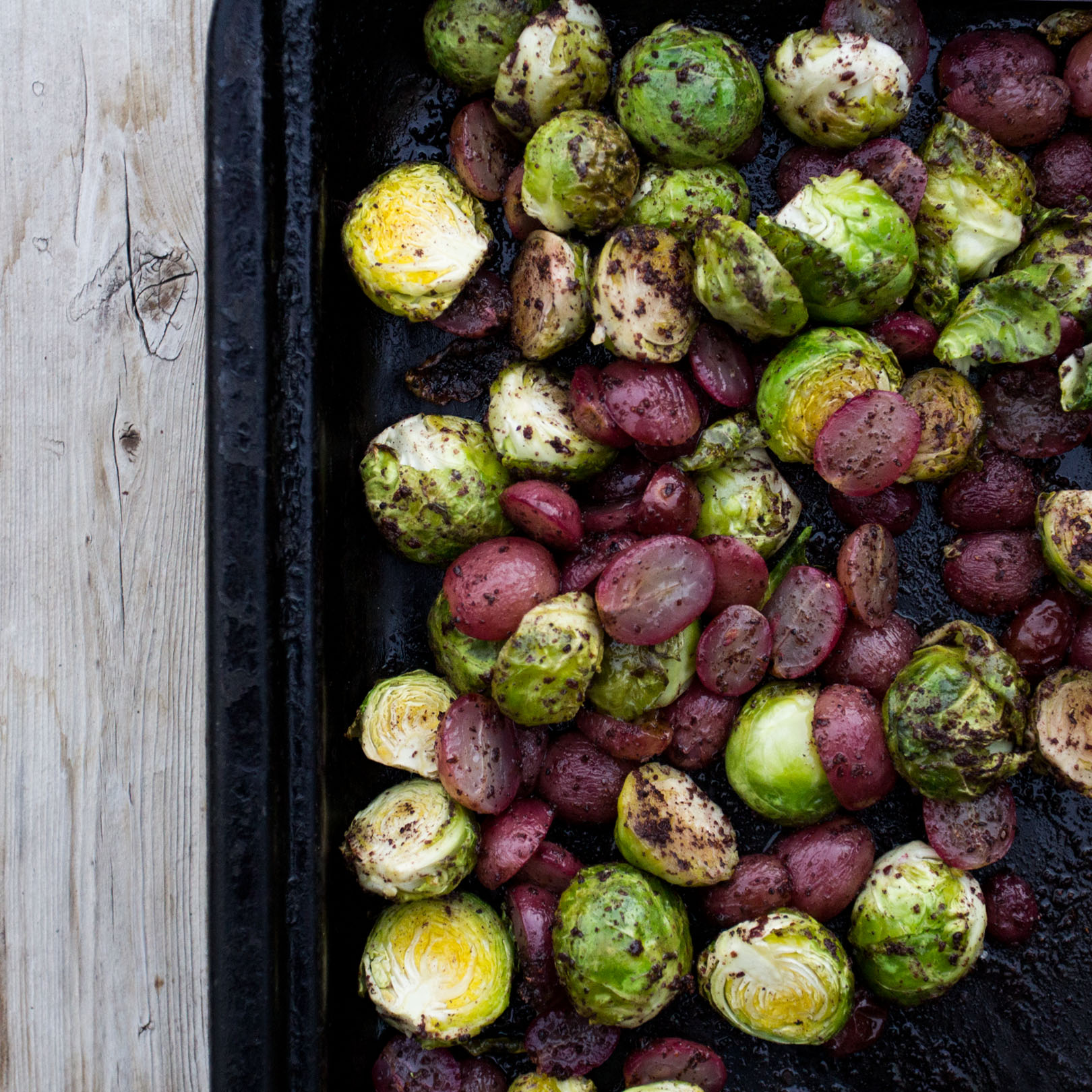 Sumac Roasted Grapes & Brussels Sprouts